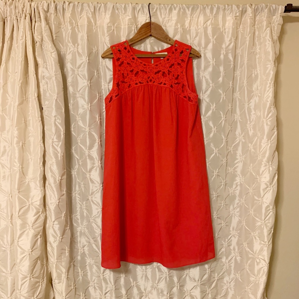 Max Studio Red Daisy Crocheted Tent Dress - Picture 1 of 9
